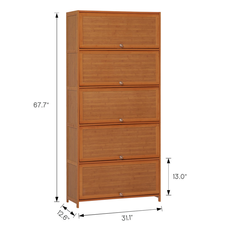 MoNiBloom Bamboo Standard Bookcase with Door, Books Toys Display Modern Bookshelf for Home